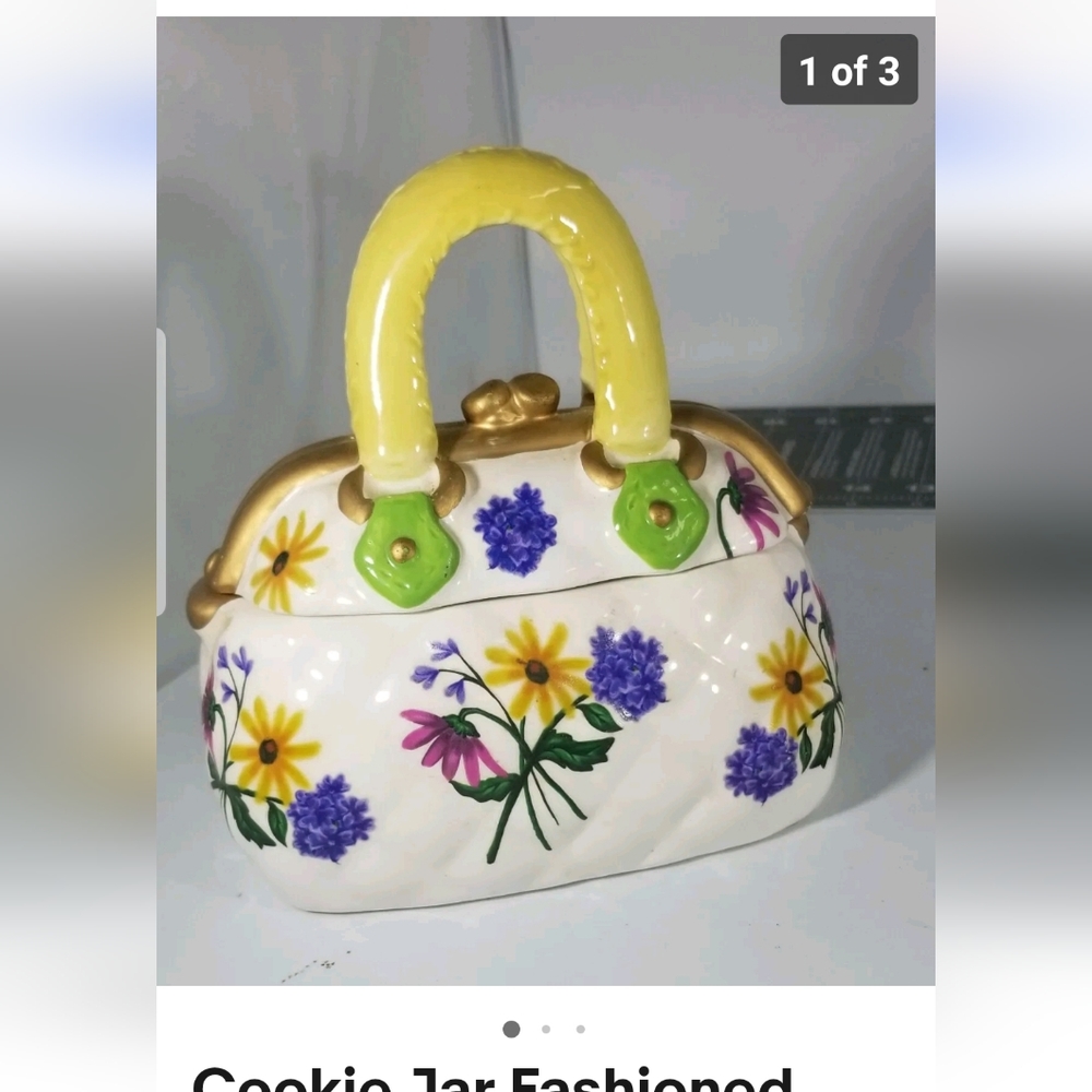 Cookie Jar Fashioned After Floral Purse Quilted Handbag David's Cookies Measures